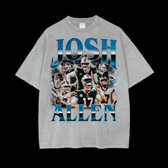 Josh Allen | Buffalo Bills | Grey | Vintage Oversized