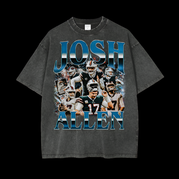 Josh Allen | Buffalo Bills | Dark Grey | Vintage Oversized